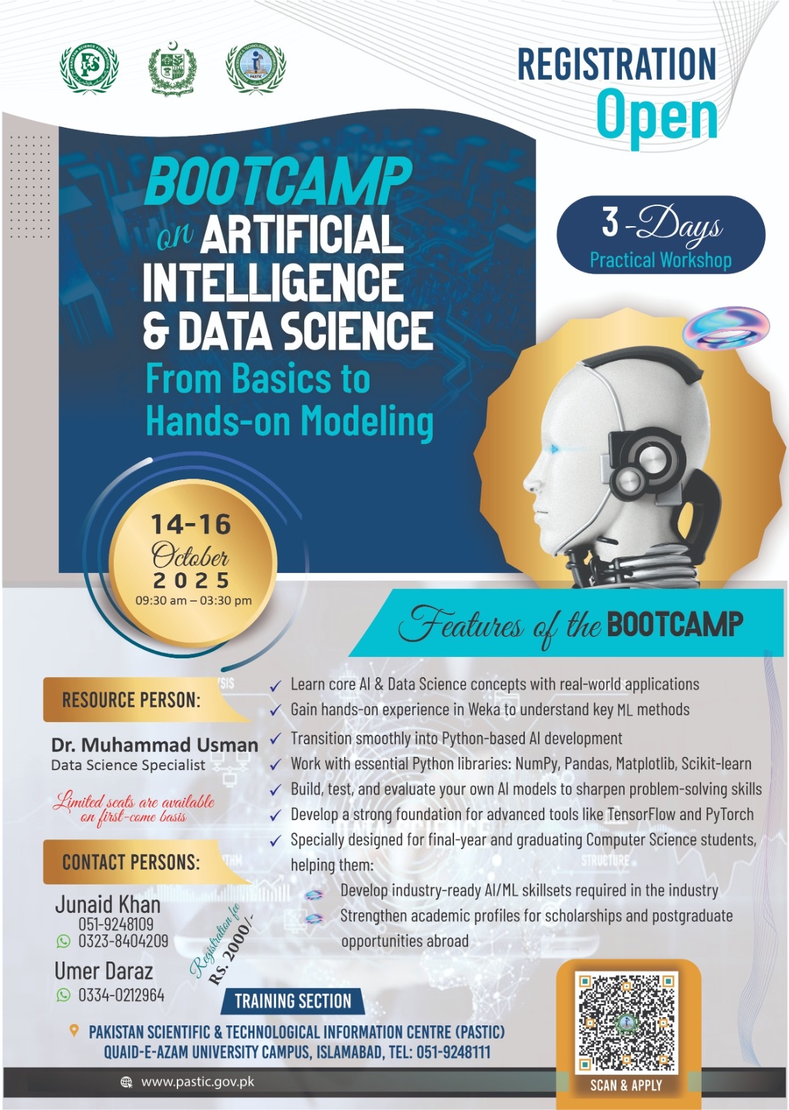 Dr. Muhammad Usman will conduct a bootcamp on 